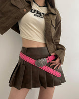 Boogzel Apparel Y2K Pink Double Heart Belt, view 3