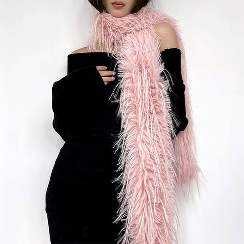 Boogzel Apparel Y2K Faux Fur Long Fluffy Scarf