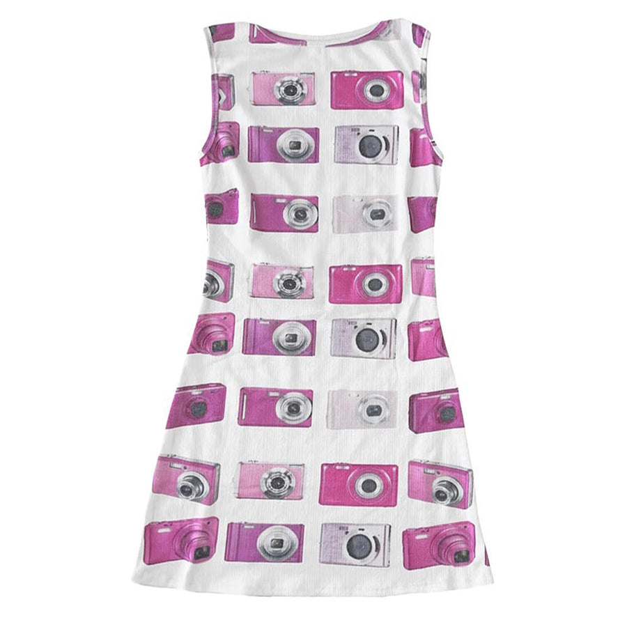 Boogzel Apparel Y2K Flashback Camera Print Dress