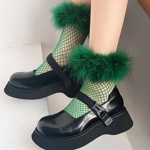 Boogzel Apparel Y2K Fluffy Net Socks
