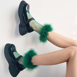 Boogzel Apparel Y2K Fluffy Net Socks, view 2
