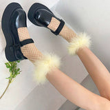 Boogzel Apparel Y2K Fluffy Net Socks, view 5