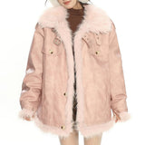 Boogzel Apparel Y2K Fur Trim Aviator Jacket, view 2
