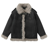 Boogzel Apparel Y2K Fur Trim Aviator Jacket, view 3