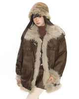 Boogzel Apparel Y2K Fur Trim Aviator Jacket, view 5