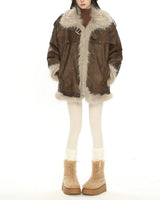 Boogzel Apparel Y2K Fur Trim Aviator Jacket, view 6