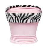 Boogzel Apparel Y2K Fur Trim Tube Top, view 3