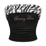 Boogzel Apparel Y2K Fur Trim Tube Top, view 4