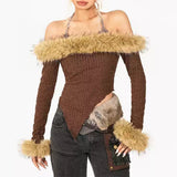 Boogzel Apparel Y2K Fuzzy Off-Shoulder Top, view 3