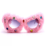 Boogzel Apparel Y2K Fuzzy Rhinestone Glasses, view 2