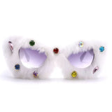 Boogzel Apparel Y2K Fuzzy Rhinestone Glasses, view 3