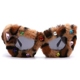 Boogzel Apparel Y2K Fuzzy Rhinestone Glasses, view 4