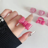 Boogzel Apparel Y2K Glitter Bow Ring, view 4