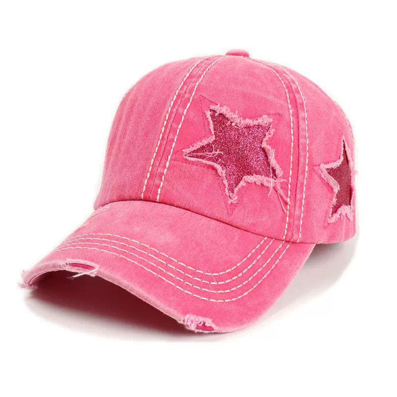 Boogzel Apparel Y2K Glitter Star Denim Baseball Cap