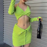 Boogzel Apparel Y2K Halter Top with Gloves & Skirt Set, view 4