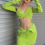 Boogzel Apparel Y2K Halter Top with Gloves & Skirt Set, view 5