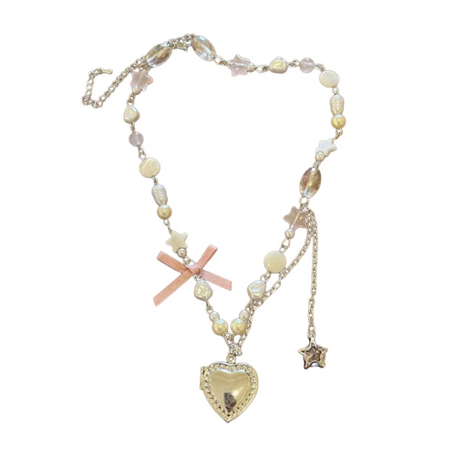 Boogzel Apparel Y2K Heart Bow Pendant Necklace