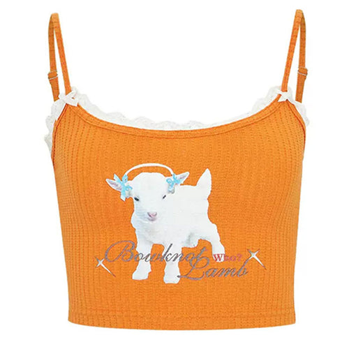 Boogzel Apparel Y2K Lamb Print Crop Top