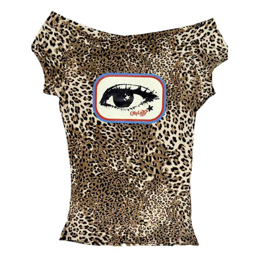 Boogzel Apparel Y2K Leopard Eye Print Bandeau Top