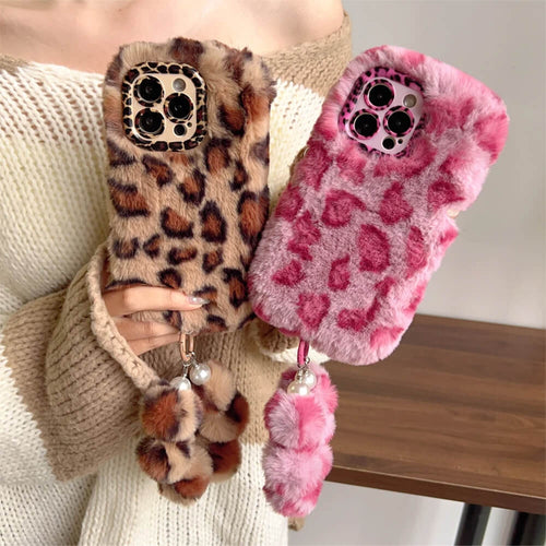 Boogzel Apparel Y2K Leopard Fluffy iPhone Case