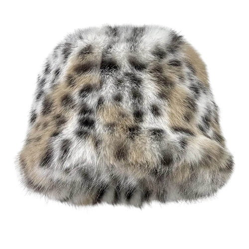 Boogzel Apparel Y2K Leopard Fuzzy Bucket Hat