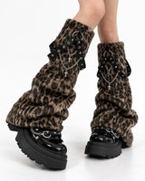 Boogzel Apparel Y2K Leopard Fuzzy Leg Warmers, view 3
