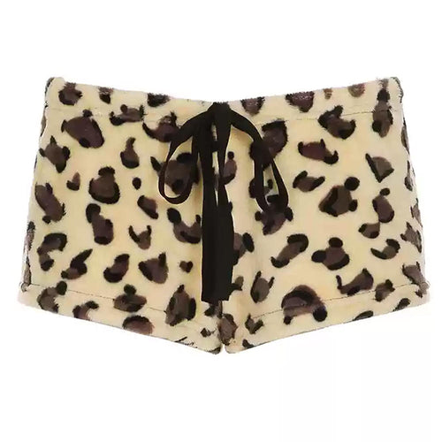 Boogzel Apparel Y2K Leopard Fuzzy Mini Shorts