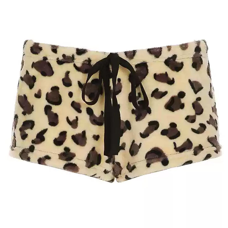 Boogzel Apparel Y2K Leopard Fuzzy Mini Shorts