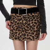 Boogzel Apparel Y2K Leopard Fuzzy Mini Skirt, view 2
