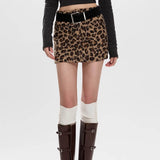 Boogzel Apparel Y2K Leopard Fuzzy Mini Skirt, view 3