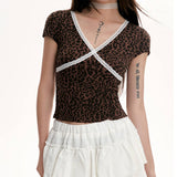 Boogzel Apparel Y2K Leopard Lace Crop Top, view 2