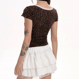 Boogzel Apparel Y2K Leopard Lace Crop Top, view 4