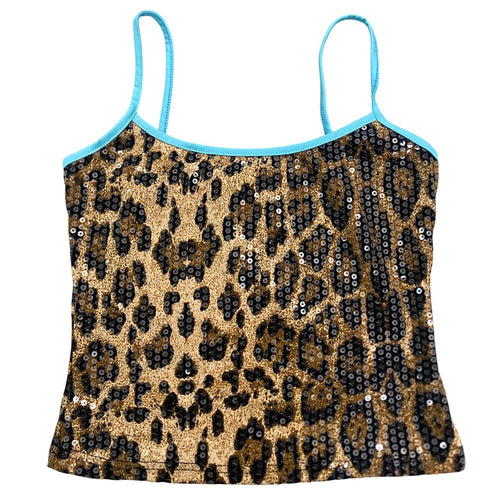 Boogzel Apparel Y2K Leopard Print Sequin Tank Top