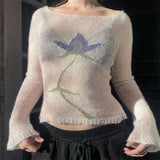Boogzel Apparel Y2K Lily Crochet Long Sleeve Top, view 3
