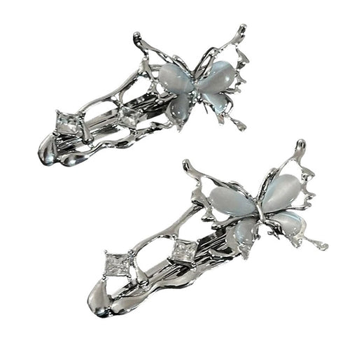Boogzel Apparel Y2K Liquid Metal Butterfly Hair Clips
