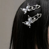 Boogzel Apparel Y2K Liquid Metal Butterfly Hair Clips, view 2