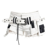 Boogzel Apparel Y2K Low Rise Belted Mini Shorts, view 4