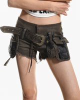 Boogzel Apparel Y2K Low Rise Belted Mini Shorts, view 5