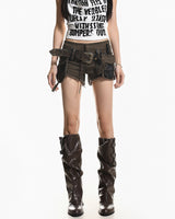 Boogzel Apparel Y2K Low Rise Belted Mini Shorts, view 6
