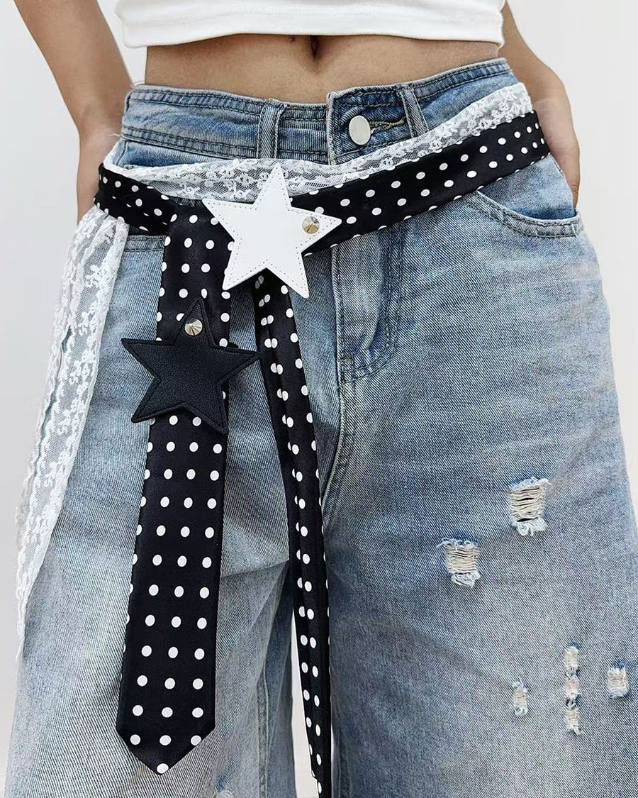 Boogzel Apparel Y2K Polka Dot Statement Ribbon Belt