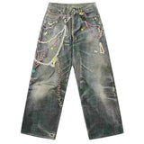 Boogzel Apparel Y2K Printed Chain & Charm Baggy Jeans, view 6