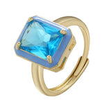 Boogzel Apparel Y2K Rectangular Rhinestone Ring, view 2