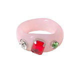 Boogzel Apparel Y2K Rhinestone Acrylic Ring, view 3