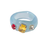 Boogzel Apparel Y2K Rhinestone Acrylic Ring, view 4