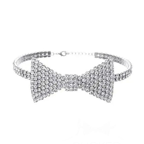 Boogzel Apparel Y2K Style Rhinestone Bow Necklace
