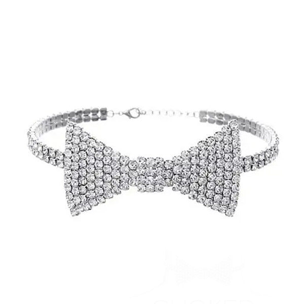Boogzel Apparel Y2K Style Rhinestone Bow Necklace