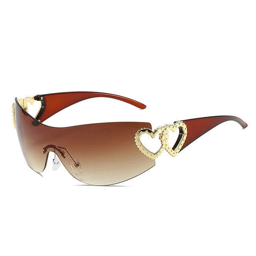 Boogzel Apparel Y2K Rhinestone Heart Sunglasses