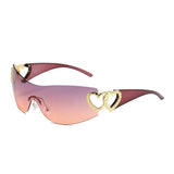 Boogzel Apparel Y2K Rhinestone Heart Sunglasses, view 2