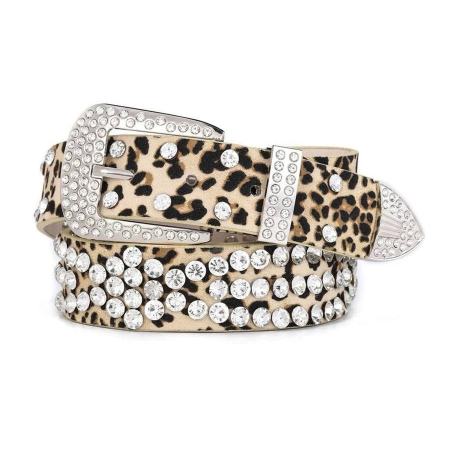 Boogzel Apparel Y2K Rhinestone Leopard Belt