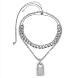 Boogzel Apparel Y2K Rhinestone Lock Necklace, view 5